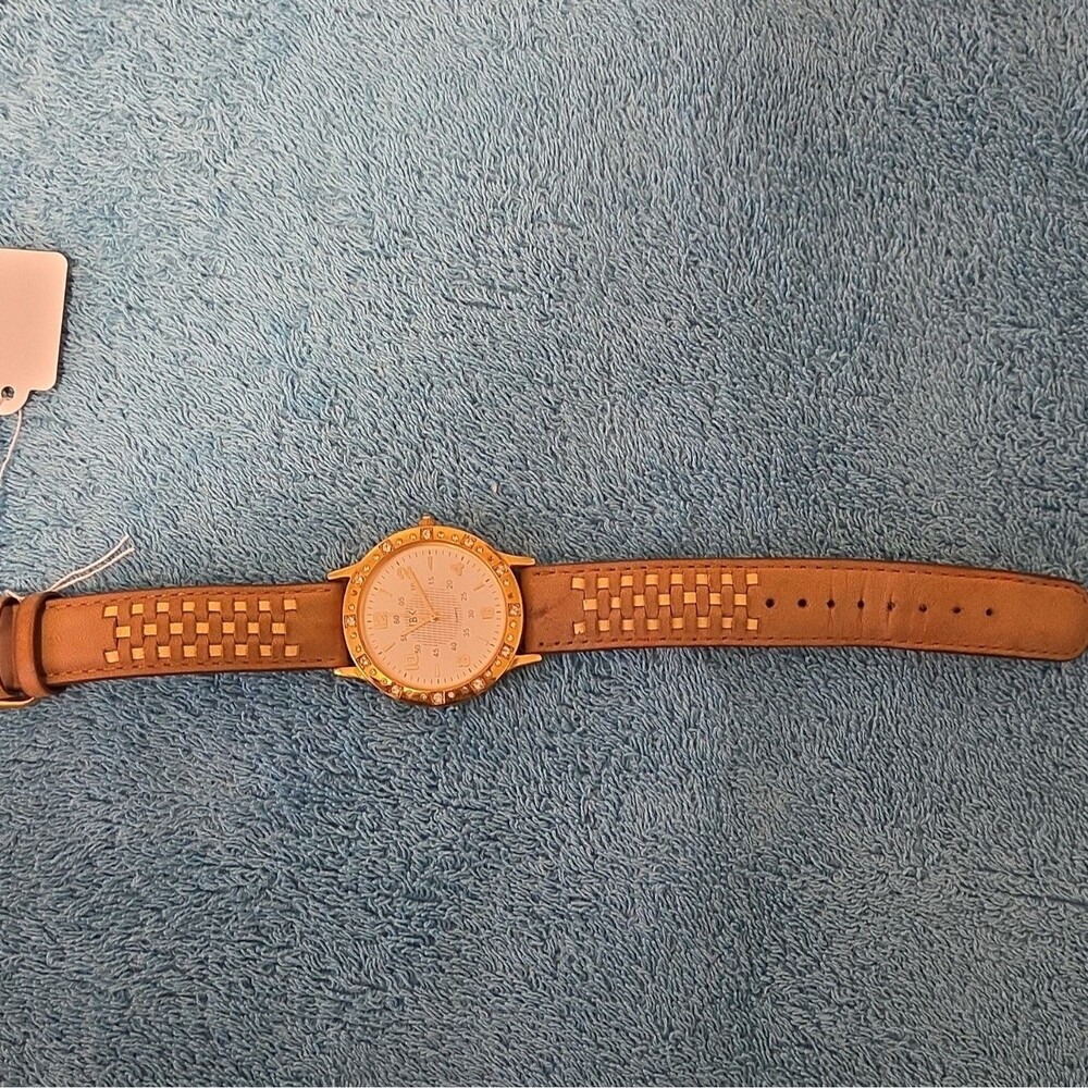 Camrose & Kross Teri Byk Women's Quartz Dress Watch Crystal Bezel Brown Leather